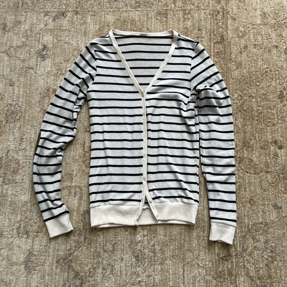 Striped Black and White Women's Cardigan